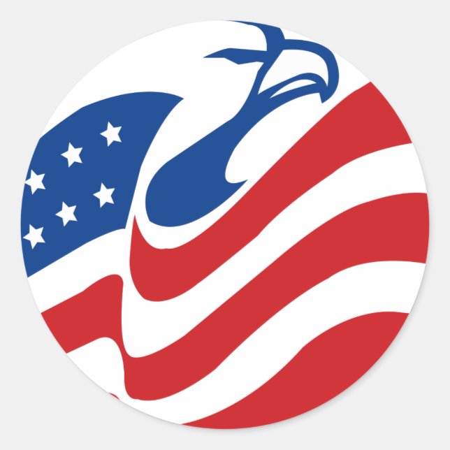 American Eagle Red White Blue Stars Stripes Flag Classic Round Sticker (Front)