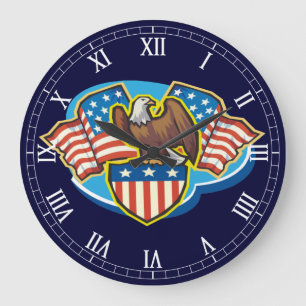 American Eagle Round Roman Numerals Clock