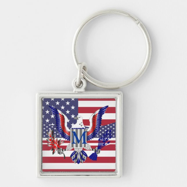 American eagle symbol and flag key ring (Front)