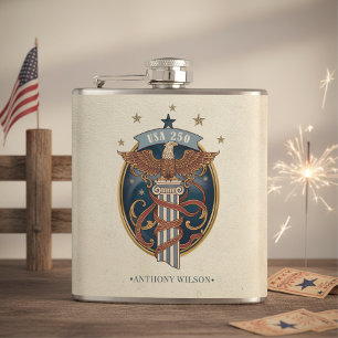 American Eagle USA 250 Art Nouveau Motif ID1304 Hip Flask