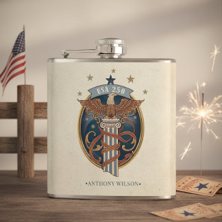 American Eagle USA 250 Art Nouveau Motif ID1304 Hip Flask
