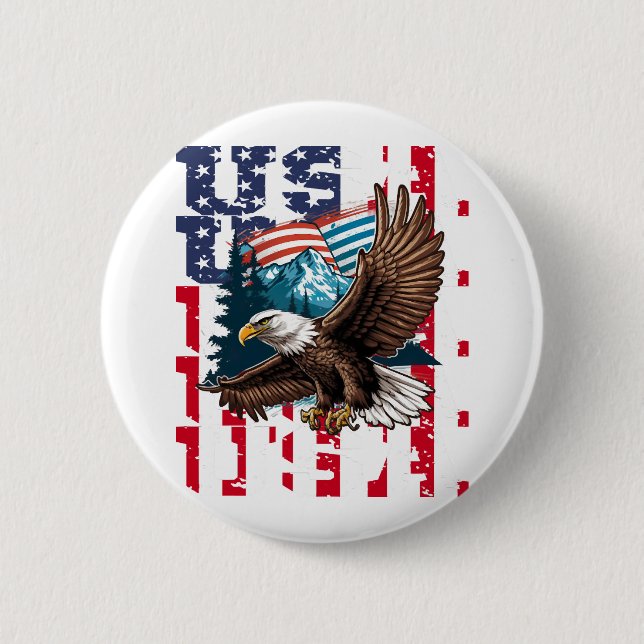 American Eagle USA Flag Eagle for a Patriots 6 Cm Round Badge (Front)
