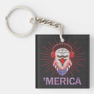 American Eagle Wearing Headphone Key Ring