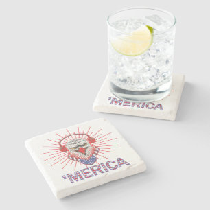 American Eagle Wearing Headphone Stone Coaster
