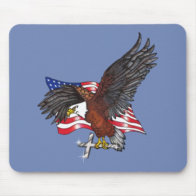 American Eagle with Cross Mouse Mat (Front)