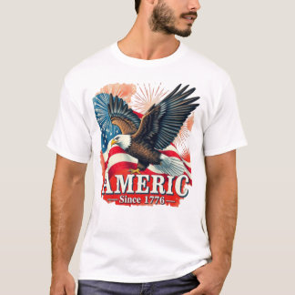 American Eagle with Fireworks, Independence Day, T-Shirt