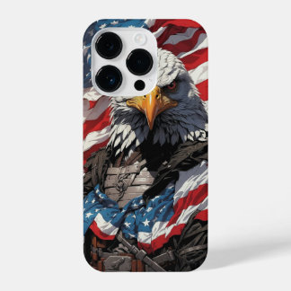 American Eagle with the Stars and Stripes Flag iPhone 14 Pro Case