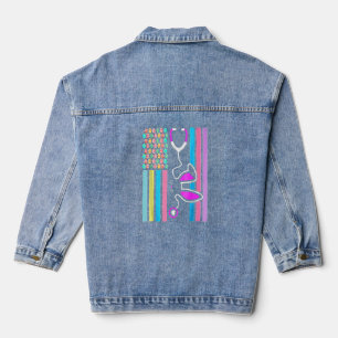 American Eggs Flag Stethoscope Bunny Nurse Doctor Denim Jacket