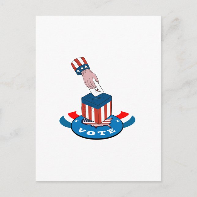 American Election Voting Ballot Box Retro Postcard (Front)