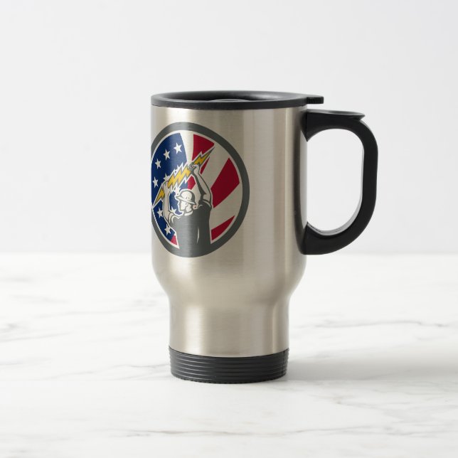 American Electrician USA Flag Icon Travel Mug (Right)