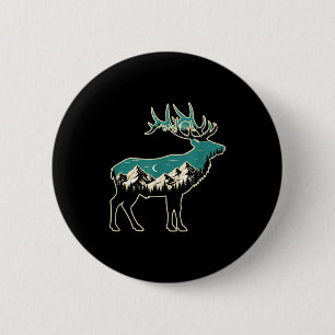 American Elk Lover Dad Retro Hunting  6 Cm Round Badge