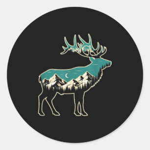 American Elk Lover Dad Retro Hunting Classic Round Sticker