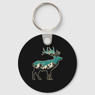 American Elk Lover Dad Retro Hunting Key Ring