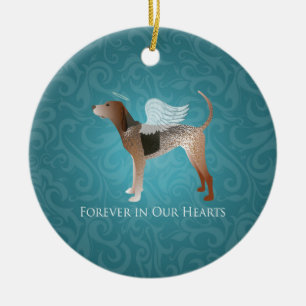 American English Coonhound Angel Pet Memorial Ceramic Tree Decoration