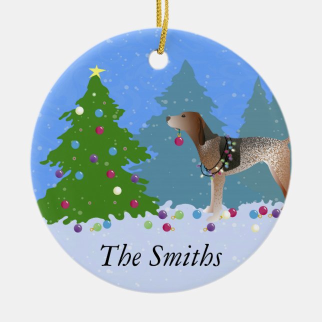 American English Coonhound Decorating Christmas Tr Ceramic Tree Decoration (Front)