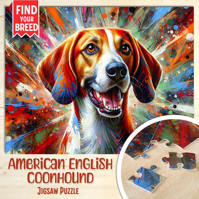 American English Coonhound Dog Acrylic Portrait Jigsaw Puzzle (Creator Uploaded)