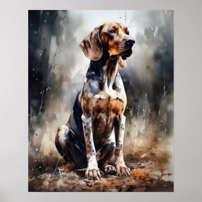 American English Coonhound Dog Art Print Poster (Front)