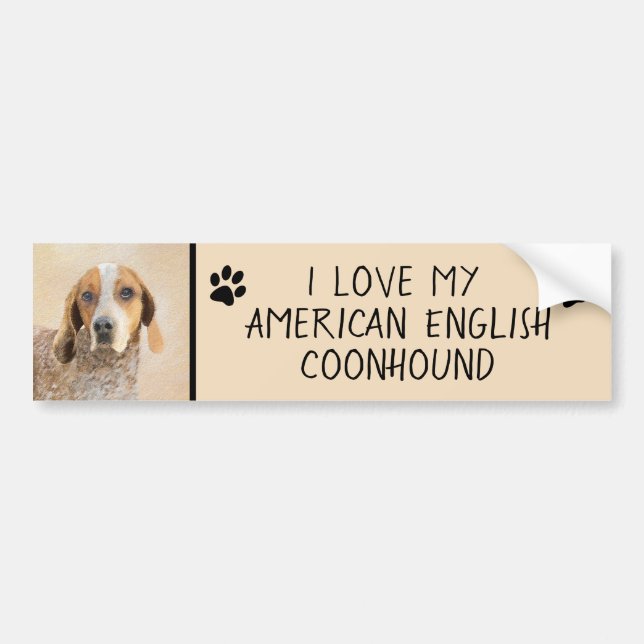American English Coonhound Painting - Dog Art Bumper Sticker (Front)