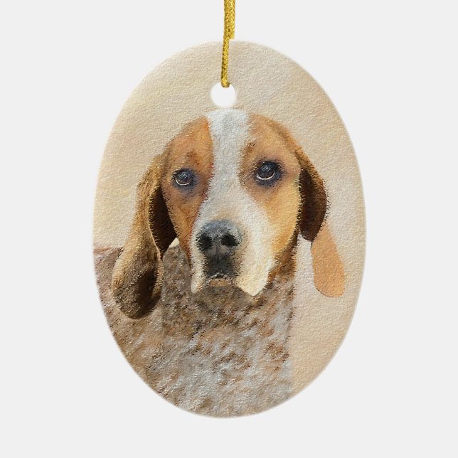 American English Coonhound Painting - Dog Art Ceramic Tree Decoration (Front)