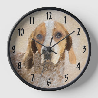 American English Coonhound Painting - Dog Art Clock