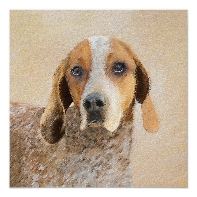 American English Coonhound Painting - Dog Art Poster (Front)