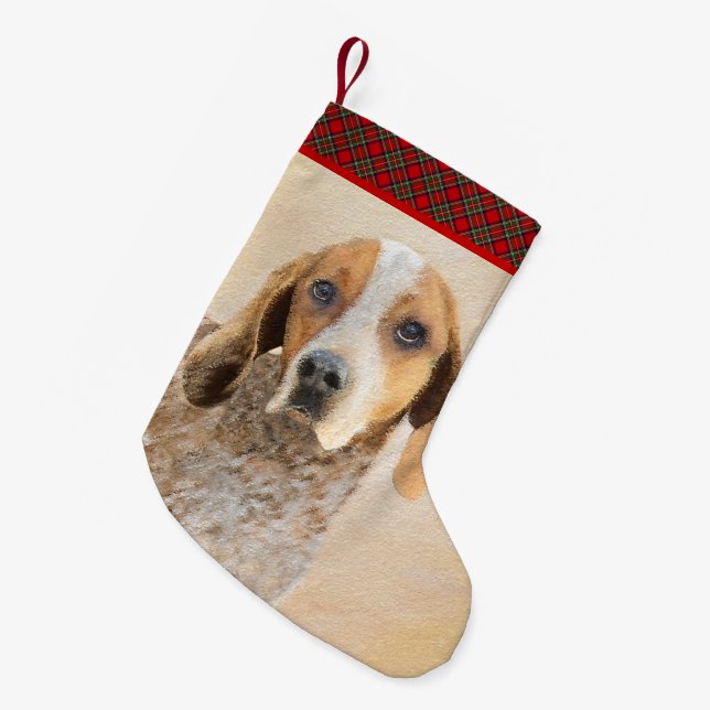 American English Coonhound Painting - Dog Art Small Christmas Stocking (Front (Hanging))
