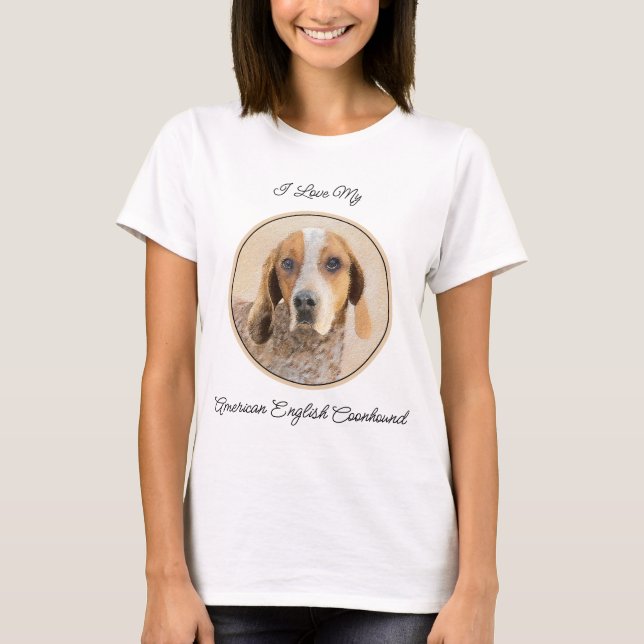 American English Coonhound Painting - Dog Art T-Shirt (Front)