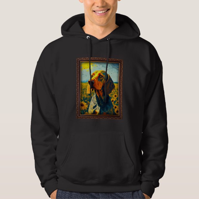 American English Coonhound Painting Sunflower Flow Hoodie (Front)