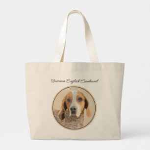 American English Coonhound Redtick Painting Dog Large Tote Bag