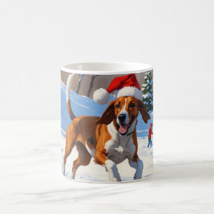 American English Foxhound Christmas Festive Snow  Coffee Mug