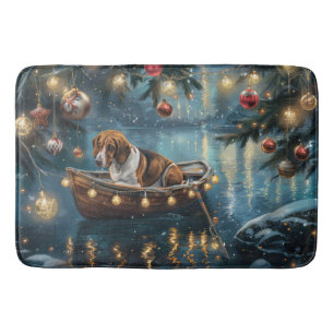 American English Foxhound Christmas Festive Voyage Bath Mat