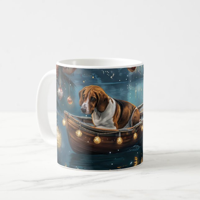 American English Foxhound Christmas Festive Voyage Coffee Mug (Front Left)