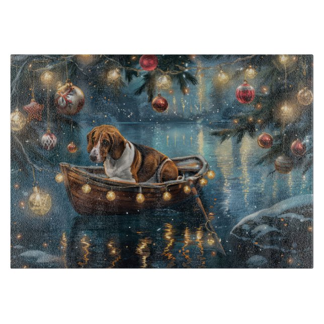 American English Foxhound Christmas Festive Voyage Cutting Board (Front)