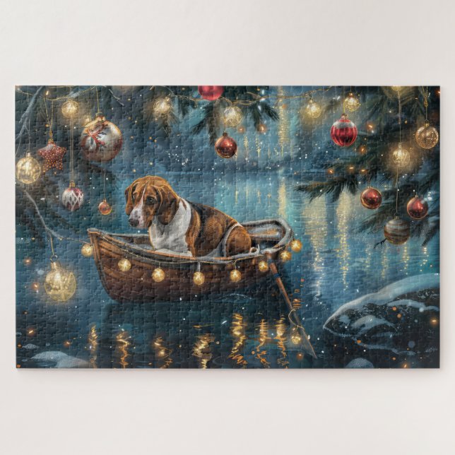 American English Foxhound Christmas Festive Voyage Jigsaw Puzzle (Horizontal)