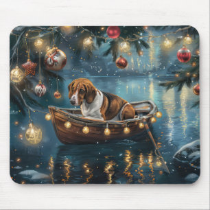 American English Foxhound Christmas Festive Voyage Mouse Mat
