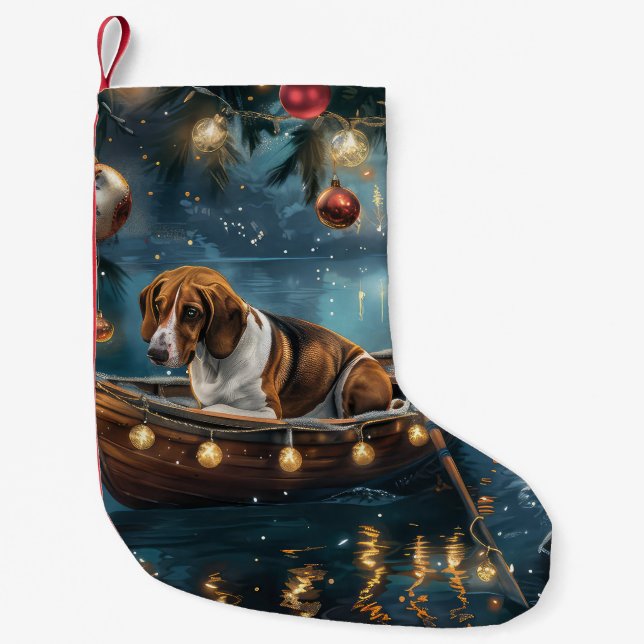 American English Foxhound Christmas Festive Voyage Small Christmas Stocking (Front)