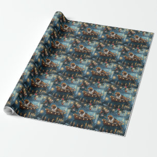 American English Foxhound Christmas Festive Voyage Wrapping Paper