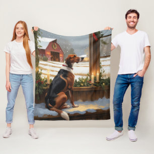 American English Foxhound Christmas Lights Holiday Fleece Blanket