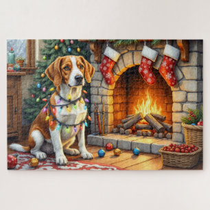 American English Foxhound Christmas Lights  Jigsaw Puzzle
