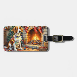American English Foxhound Christmas Lights Luggage Tag