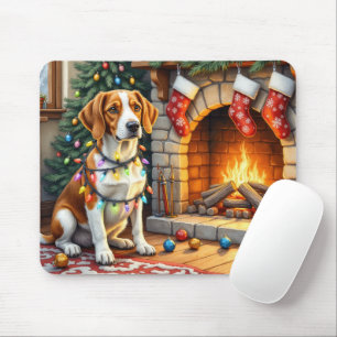 American English Foxhound Christmas Lights Mouse Mat