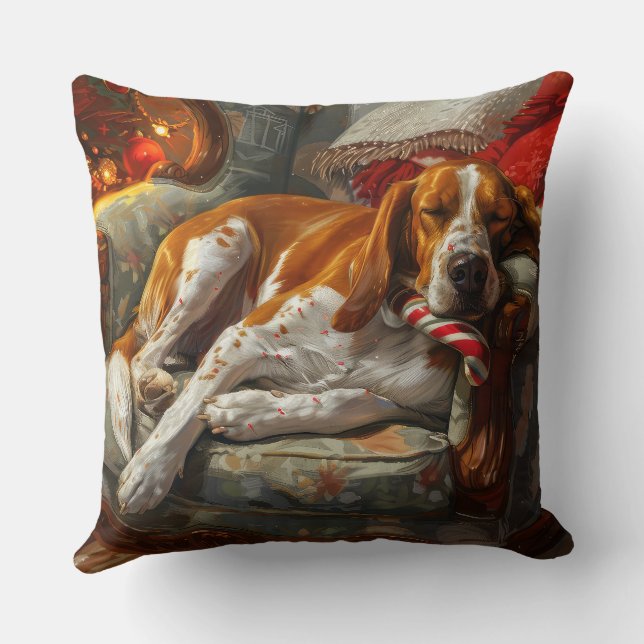 American English Foxhound Dog Christmas Festive Cushion (Back)