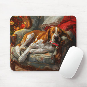 American English Foxhound Dog Christmas Festive Mouse Mat