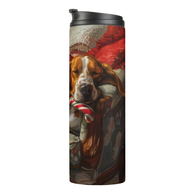 American English Foxhound Dog Christmas Festive Thermal Tumbler (Rotated Right)