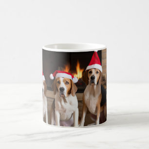 American English Foxhound Fireplace Christmas Coffee Mug