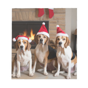 American English Foxhound Fireplace Christmas Notepad