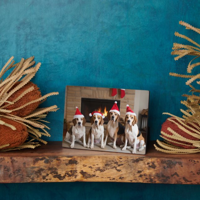 American English Foxhound Fireplace Christmas Plaque (Side)