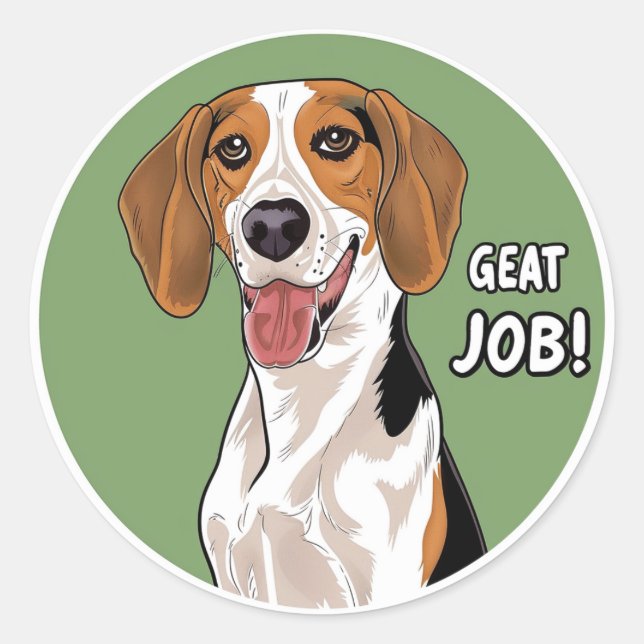 American English Foxhound Great Job Teacher Reward Classic Round Sticker (Front)