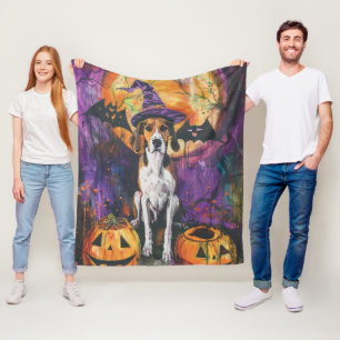 American English Foxhound Halloween Pumpkin  Fleece Blanket