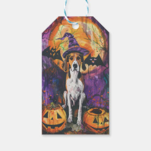 American English Foxhound Halloween Pumpkin Gift Tags
